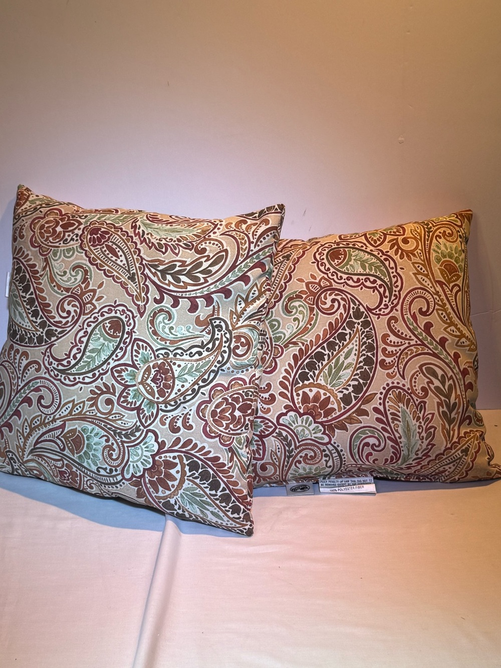 Pair of Hampton Bay Outdoor Paisley Patio Pillows Cushion